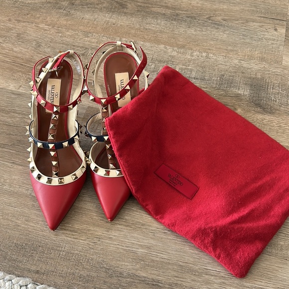 Valentino Garavani Shoes - ❌SOLD❌ Valentino Red Rocksud Heels - 37/US6.5/US7